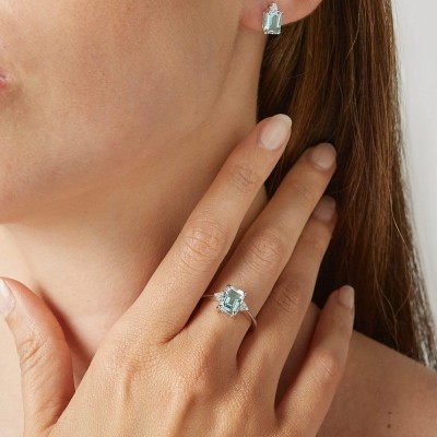 Anello Lux oro bianco 18kt acquamarina diamanti [e80fcc2f]