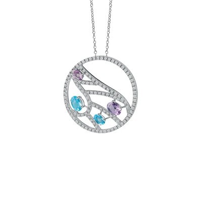 Pendente Battito D’ali diamanti topazio e ametiste [3f6ad165]