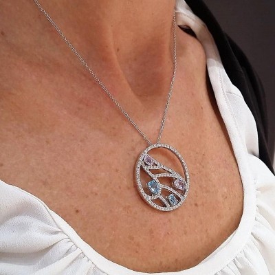 Pendente Battito D’ali diamanti topazio e ametiste [d1aaf496]