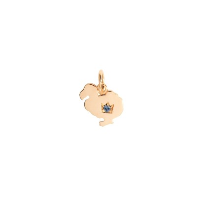 Charm Dodo oro rosa 9kt 1 Zaffiro Blu [3bf4b5eb]