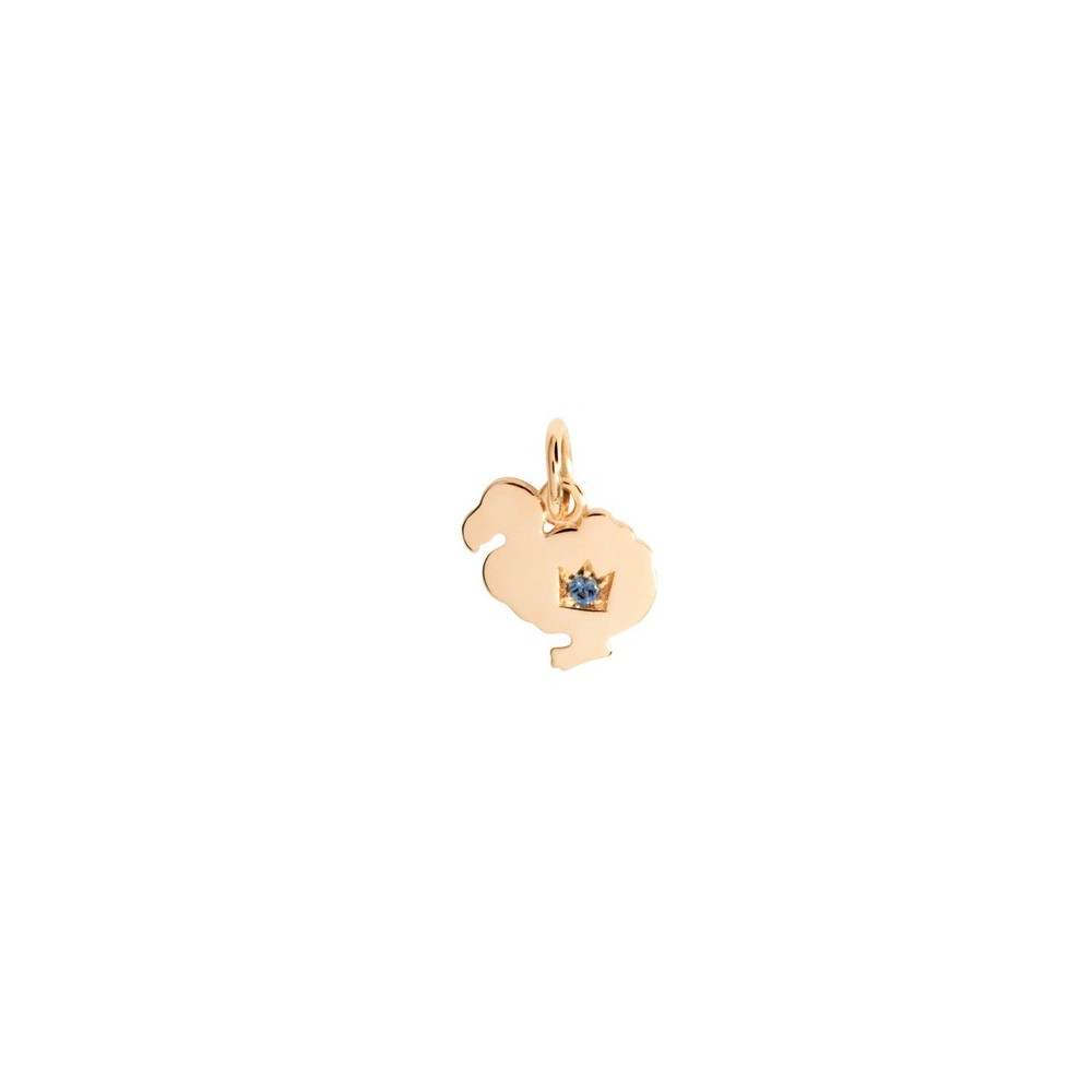 Charm Dodo oro rosa 9kt 1 Zaffiro Blu [3bf4b5eb]
