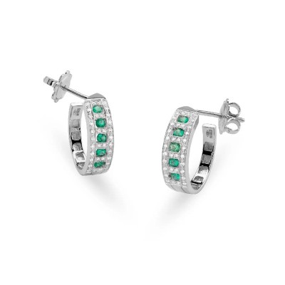 Orecchini Belle Époque oro diamanti e smaraldi [2ed3656b]