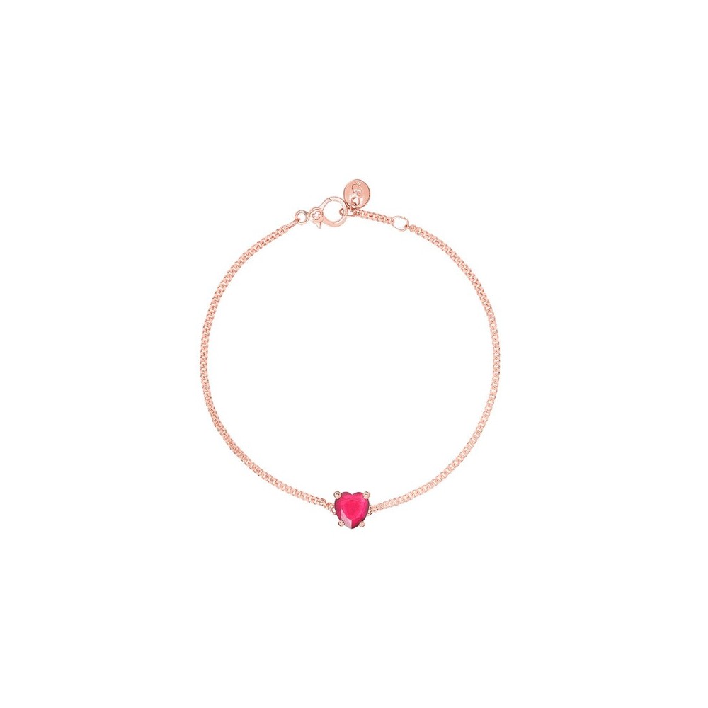 Bracciale Cuore oro rosa & Rubino sintetico [bf2ad804]