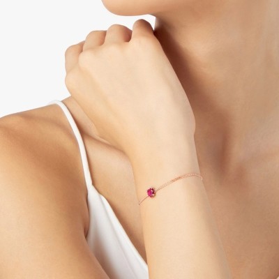 Bracciale Cuore oro rosa & Rubino sintetico [660c9b09]