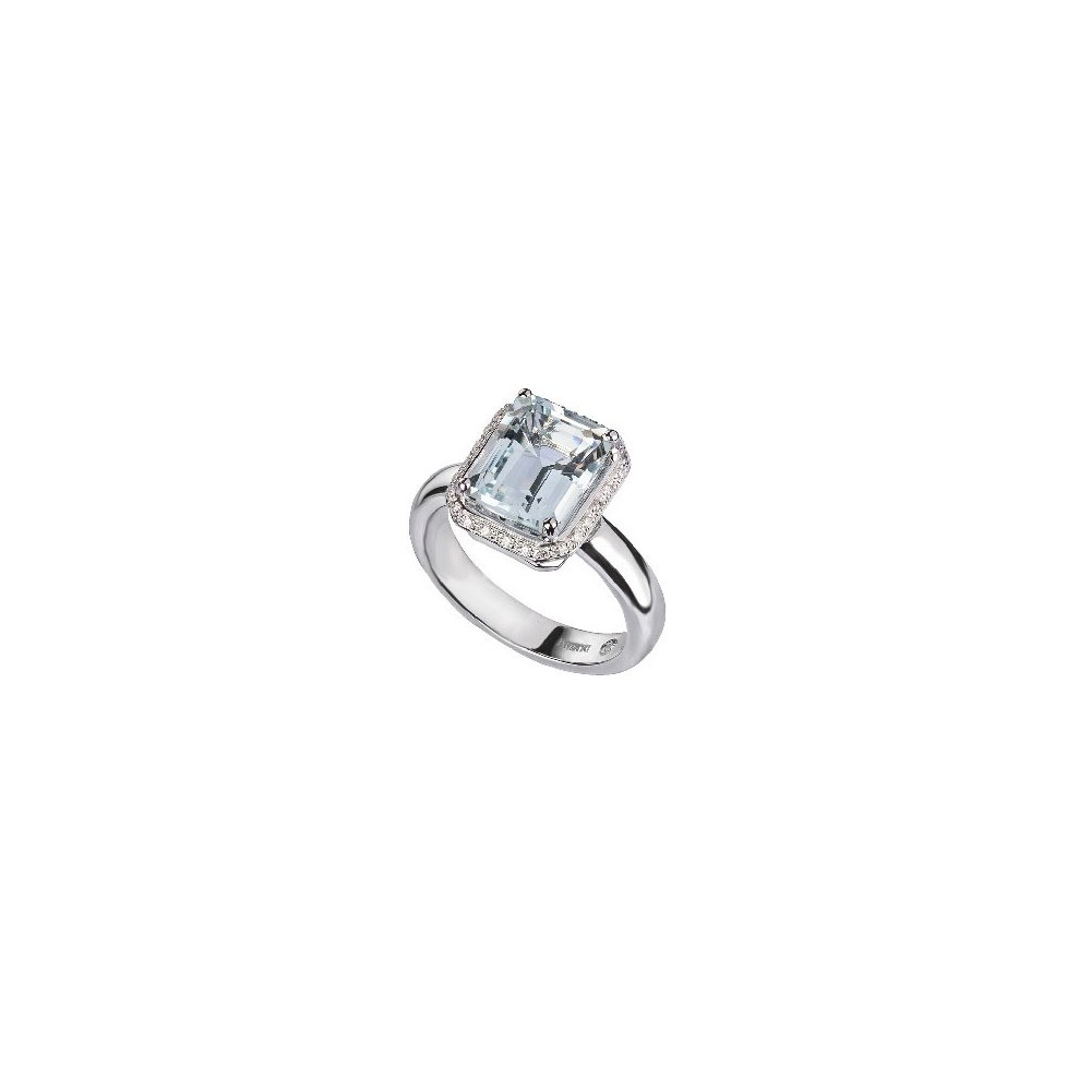 Anello Minou oro bianco brillante acquamarina [f0235da6]