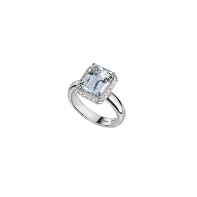 Anello Minou oro bianco brillante acquamarina [f0235da6]