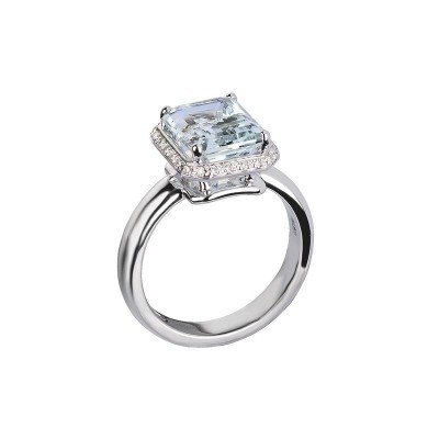 Anello Minou oro bianco brillante acquamarina [9e18dfaf]