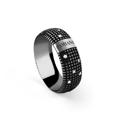 Anello Metropolitan oro bianco brunito e diamanti [d744b11b]