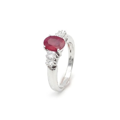 Anello Nardelli oro bianco diamanti e rubino [49363c01]