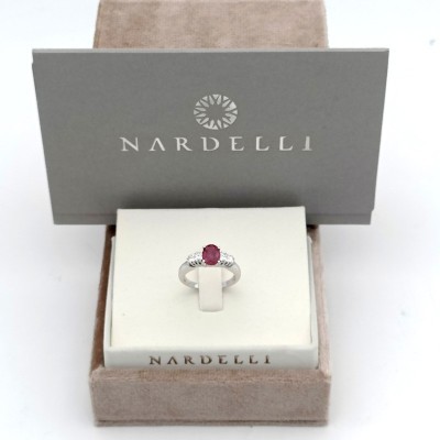 Anello Nardelli oro bianco diamanti e rubino [fe2bfd05]