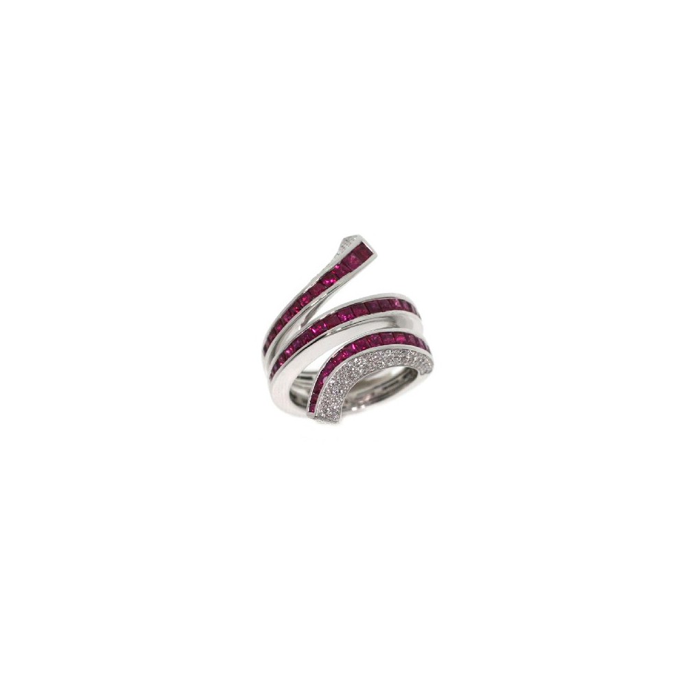 Anello Eden oro bianco diamanti e rubini [4600adc1]