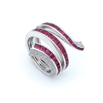Anello Eden oro bianco diamanti e rubini [9f26eecc]
