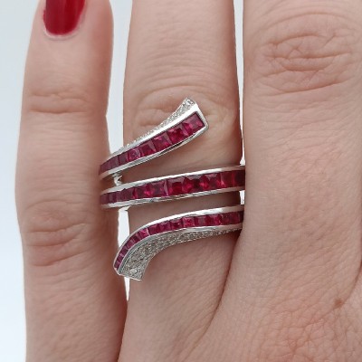 Anello Eden oro bianco diamanti e rubini [283b2fc8]