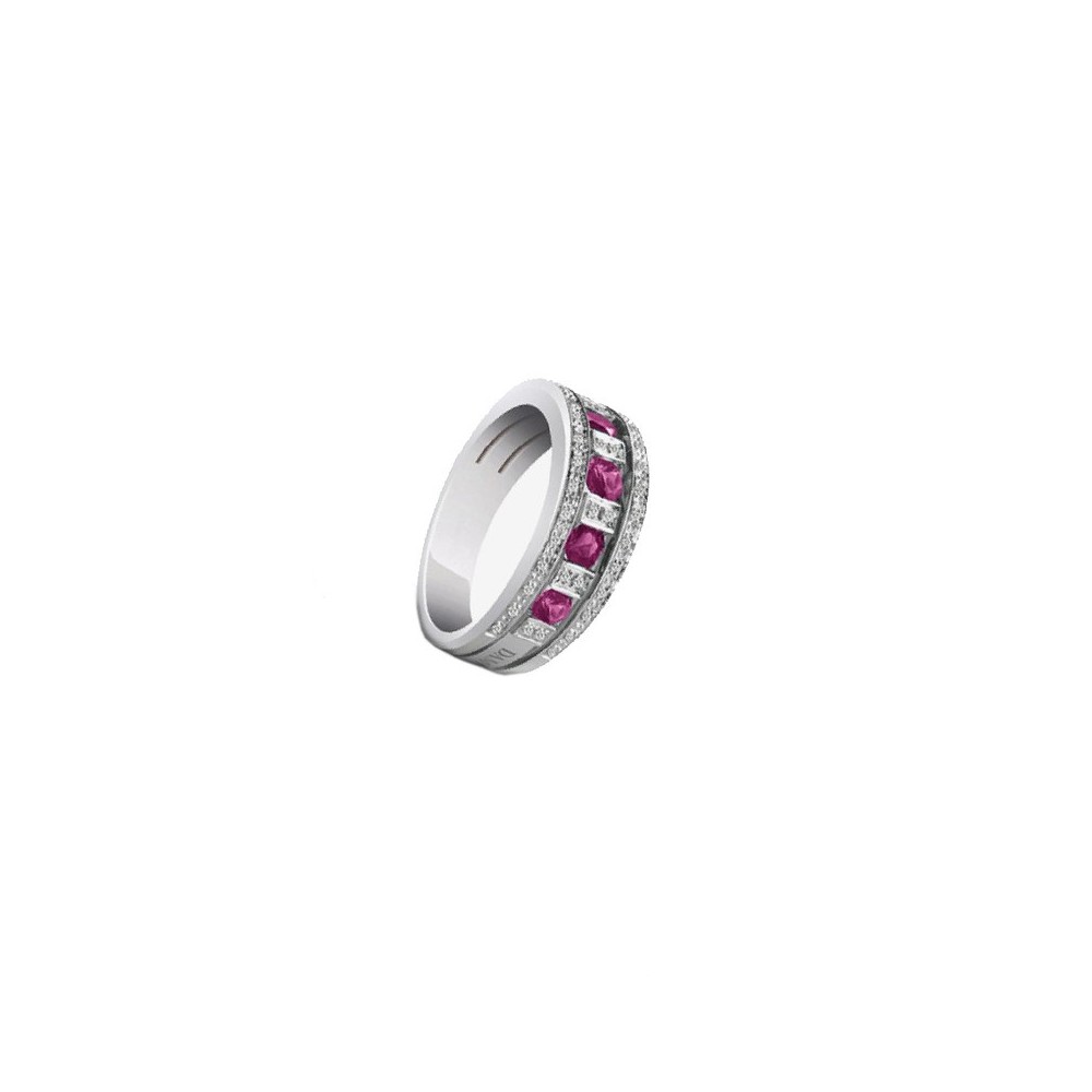 Anello Belle Epoque oro bianco diamante e rubino [c0faf43e]