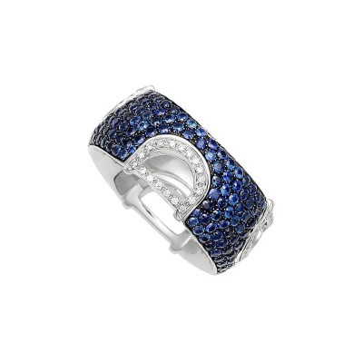 Anello D.Icon oro bianco diamante e zaffiro [98fb1b58]