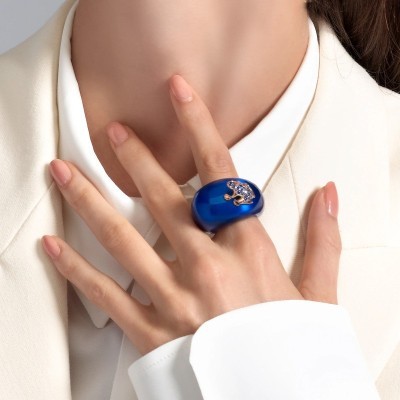 Anello Happy Frog Metal blu oro rosa e zaffiri [6248f525]