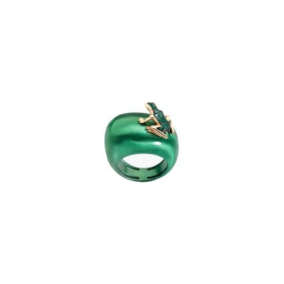 Anello Happy Frog Metal verde oro rosa e smeraldi [ba303ce8]