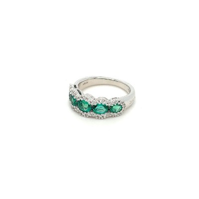 Anello Timeless oro bianco diamanti e smeraldo [8a18cbc9]