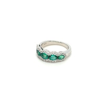 Anello Timeless oro bianco diamanti e smeraldo [8a18cbc9]