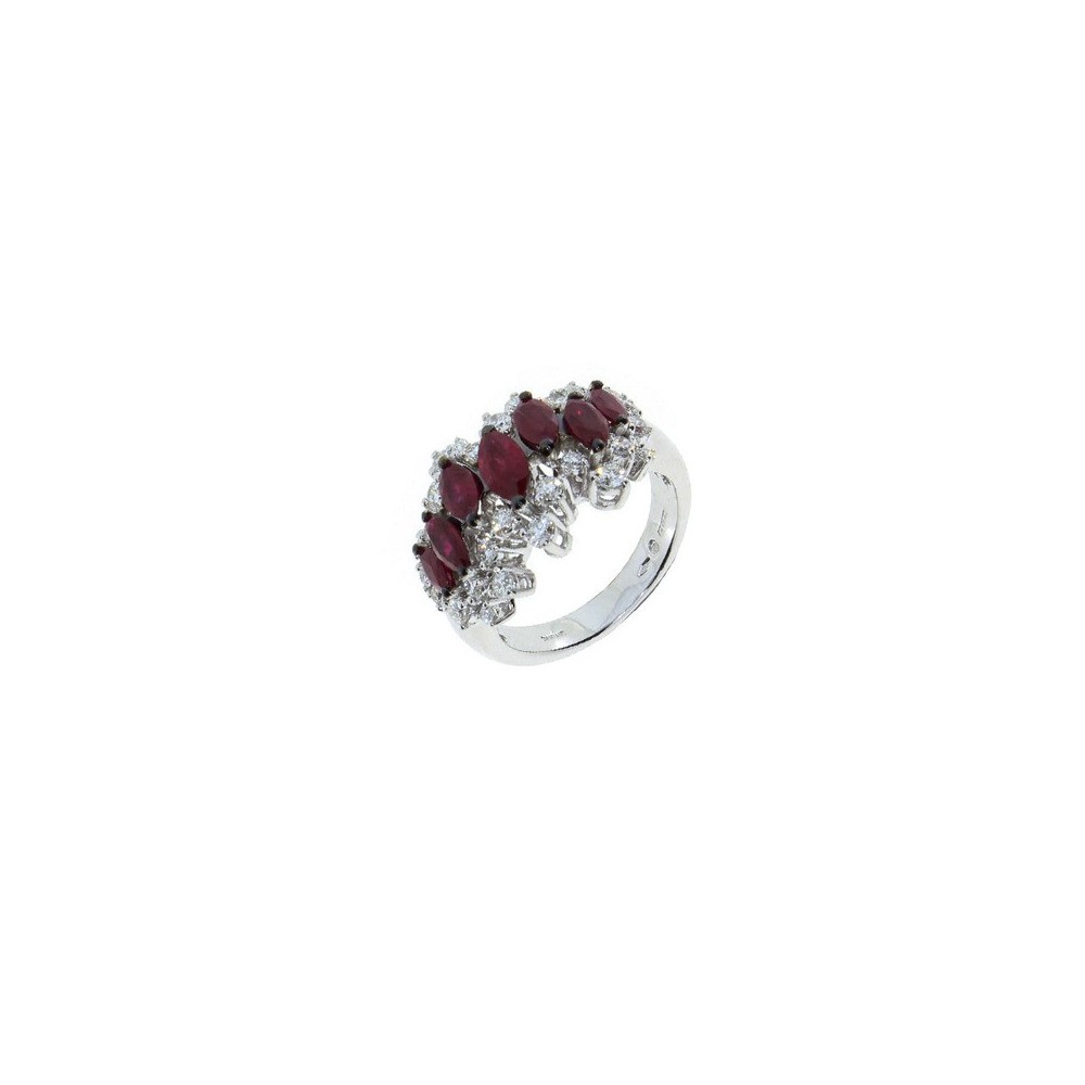 Anello Special Classic oro bianco diamante rubino [1227b50e]