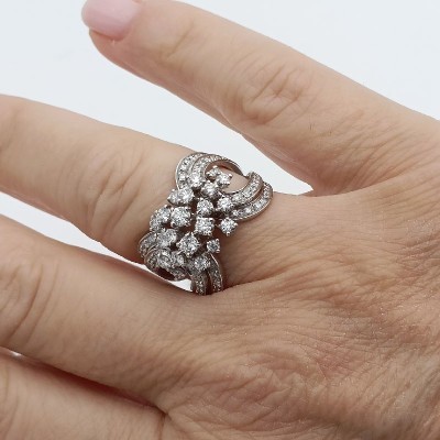 Anello Sophia Loren oro bianco e diamanti [2089cd1e]