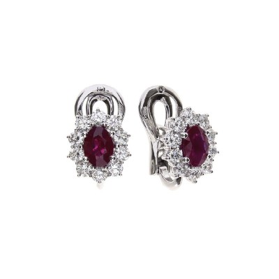 Orecchini Gemme oro bianco diamanti e rubini [011e3155]