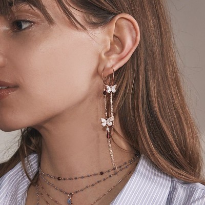 Orecchino a cerchio Farfalla bianca [54dc7371]