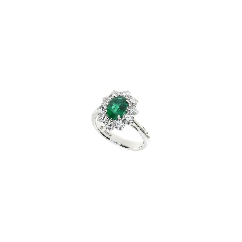 Anello Gemme oro bianco diamanti e smeraldo [3e9f770b]