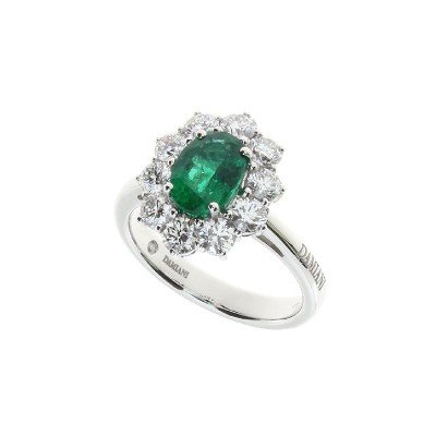 Anello Gemme oro bianco diamanti e smeraldo [094c4186]
