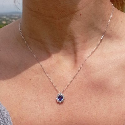 Collana Gemme oro bianco diamanti e zaffiro [900c87a5]