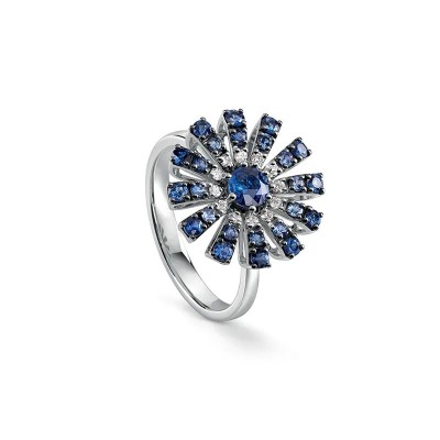 Anello Margherita oro bianco diamanti e zaffiri [2f5de0ca]
