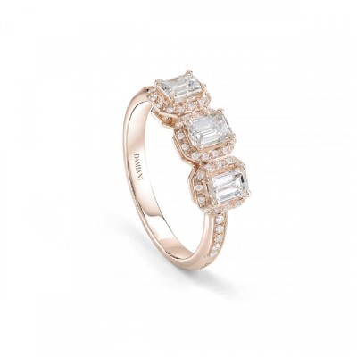 Anello Minou Full Pavè oro rosa diamanti smeraldo [3b60b24f]