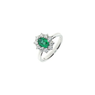 Anello Gemme oro bianco diamanti e smeraldo [d6c47561]