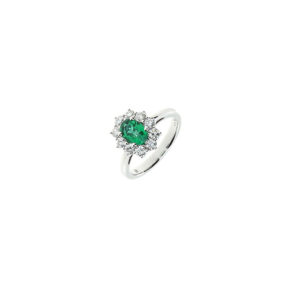 Anello Gemme oro bianco diamanti e smeraldo [d6c47561]