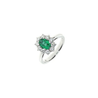 Anello Gemme oro bianco diamanti e smeraldo [d6c47561]