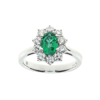 Anello Gemme oro bianco diamanti e smeraldo [0fe2366c]