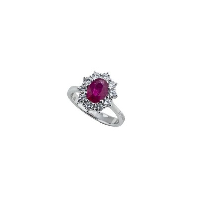 Anello Gemme oro bianco diamanti e rubino [8837bc0f]