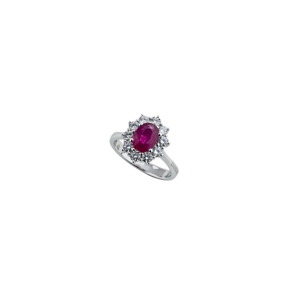 Anello Gemme oro bianco diamanti e rubino [8837bc0f]