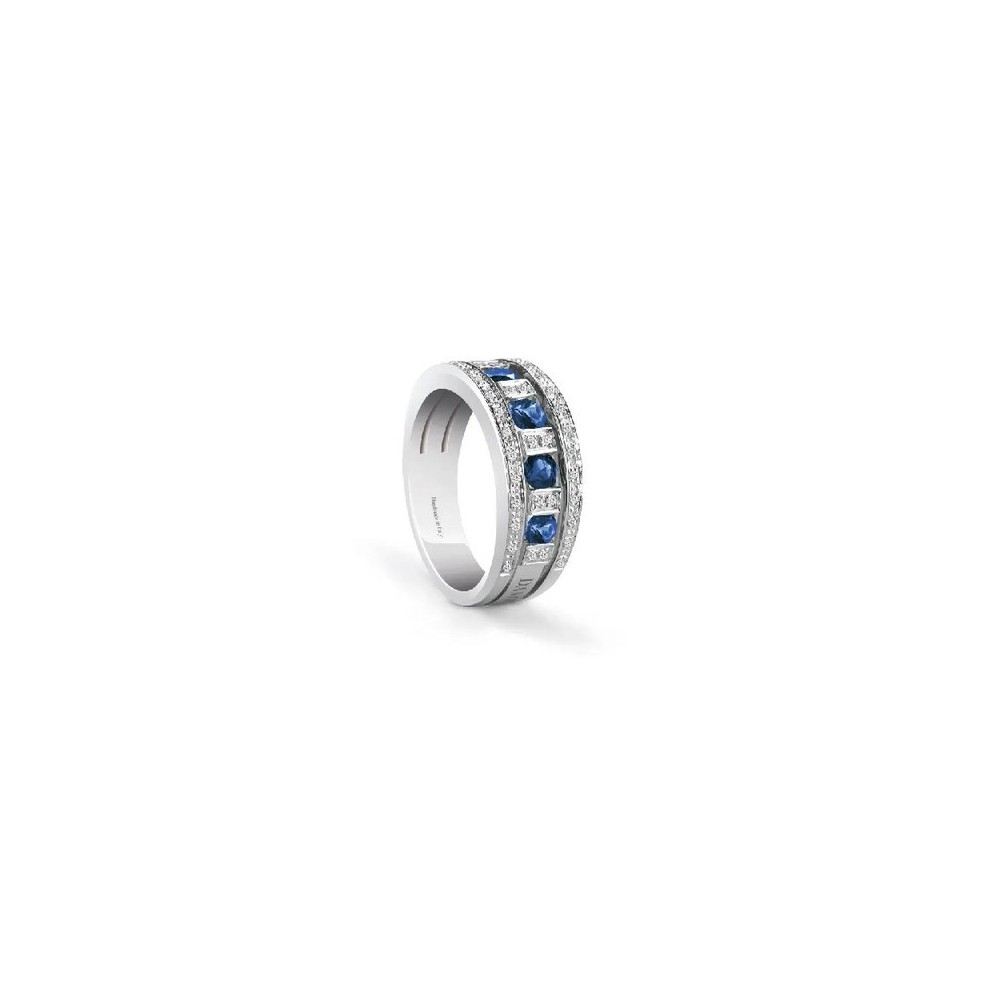 Anello Belle Époque oro bianco diamanti e zaffiri [06d6bf24]