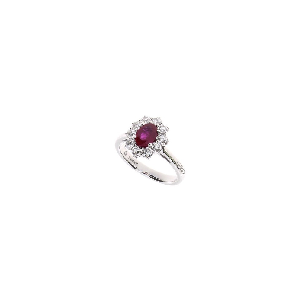 Anello Gemme oro bianco diamanti e rubino [ce3684ee]