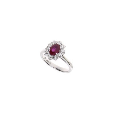 Anello Gemme oro bianco diamanti e rubino [ce3684ee]