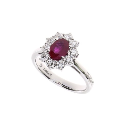Anello Gemme oro bianco diamanti e rubino [1710c7e3]