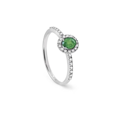 Anello Dora oro bianco diamanti e smeraldo [844a5c44]