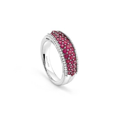 Anello Classico oro bianco diamante e rubino [b9c0fde0]