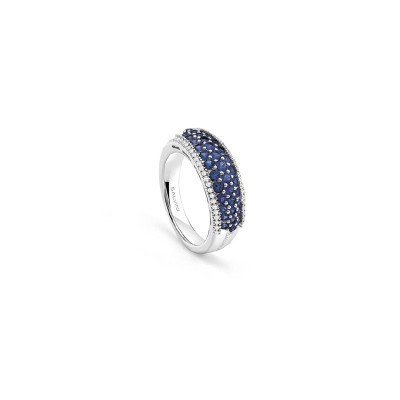 Anello Classico oro bianco diamante e zaffiro [bc2d88cf]