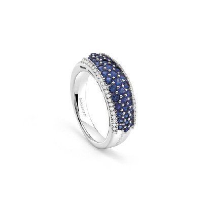 Anello Classico oro bianco diamante e zaffiro [650bcbc2]