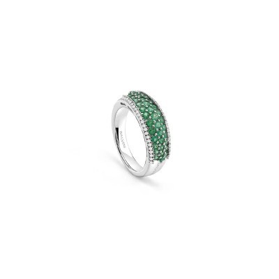 Anello Classico oro bianco diamante e smeraldo [3869bd80]