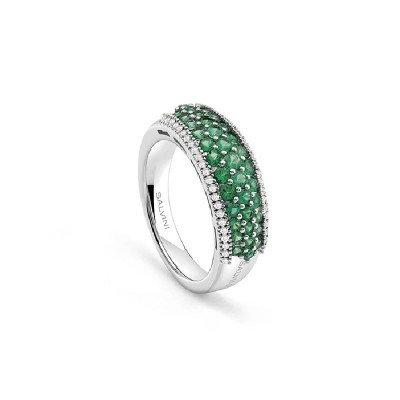 Anello Classico oro bianco diamante e smeraldo [e14ffe8d]