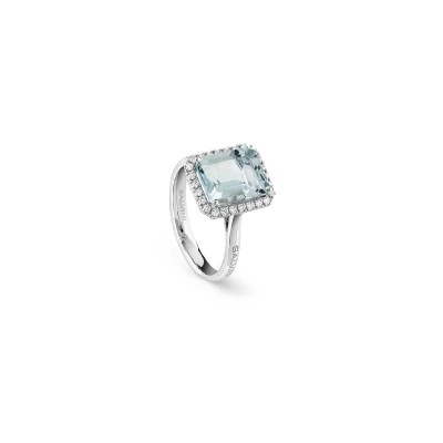 Anello Sorrento oro bianco diamanti e acquamarina [9d40ecf4]