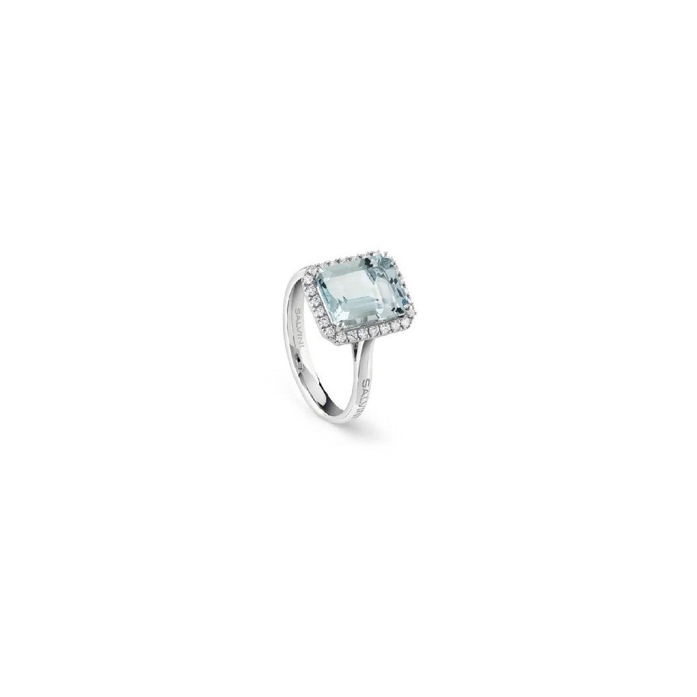 Anello Sorrento oro bianco diamanti e acquamarina [9d40ecf4]